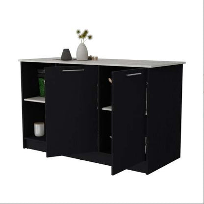 Viva Noir Onyx Double-Door Kitchen Island Cabinet