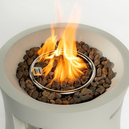 Outdoor Propane Fire Pit Table - Modern 20-Inch Round Graphite Base with Waterproof Cover & Free Lava Rocks