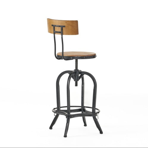 Viva Elite Adjustable Swivel Bar Stool with Fir Wood Seat