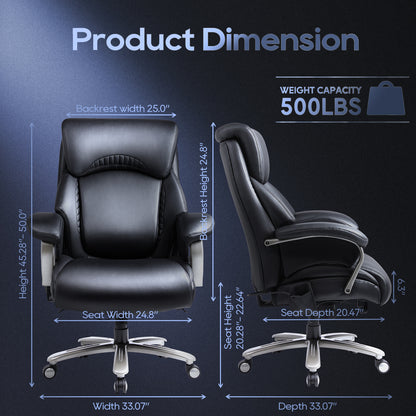 Black Big & Tall Office Chair with Adjustable Lumbar Support | Viva