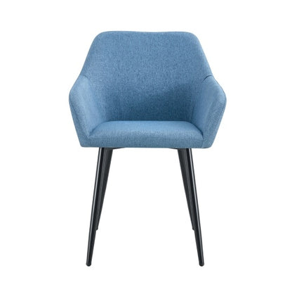 Leisure Modern Living Dining Room Accent Arm Chairs Club Guest With Strong Black Metal Legs, Set Of 2, TEDDY Fabric Beige