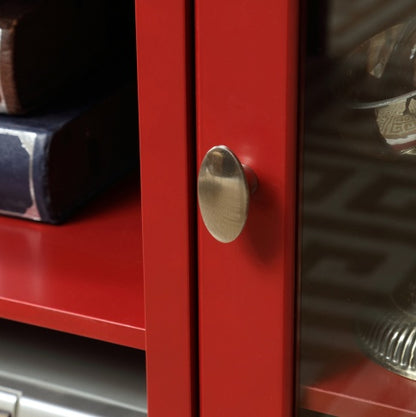 Red Sideboard with 4 Glass Doors & Adjustable Shelves | Viva