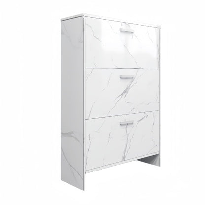 Viva Aria High-Gloss White Marble 3-Door Shoe Cabinet