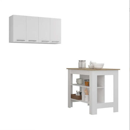 Viva Smart Living Collection: Burlingame 2-Piece Kitchen Island & Wall Cabinet