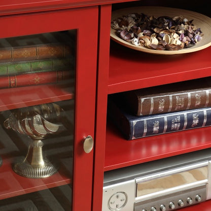 Red Sideboard with 4 Glass Doors & Adjustable Shelves | Viva