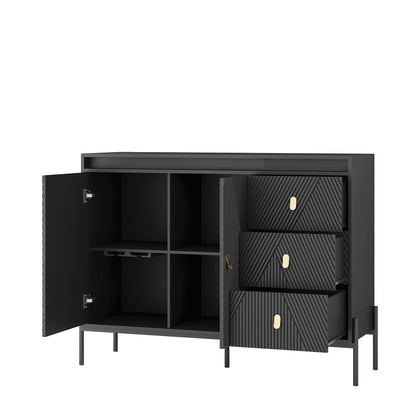 Viva Elite Fluted Sideboard Cabinet – Where Texture Meets Illumination