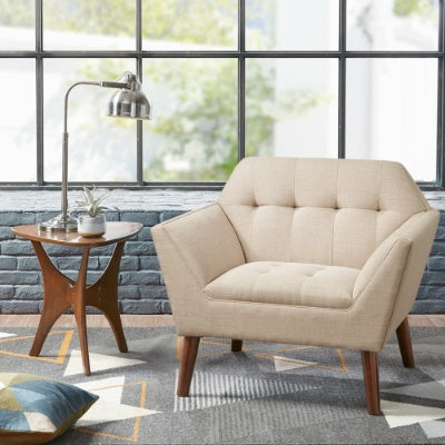 Viva Atelier Marais Beige Linen Lounge Chair