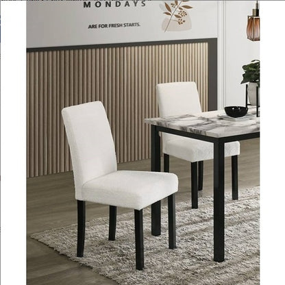 Viva Aria White Wool Fabric Dining Ensemble