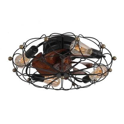 Low Profile Cage Ceiling Fan with Light & Remote Control – Modern Industrial Design for Smart Living Spaces