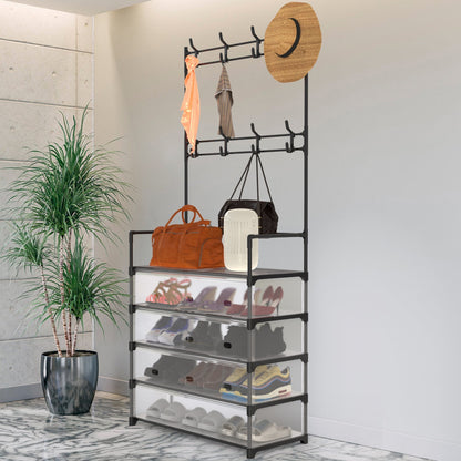 Viva Essentials Collection: 5-Tier Entryway Hall Tree with Coat & Shoe Rack