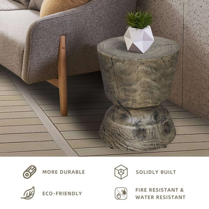 Antique Gray Faux-Woodgrain Accent Table | Viva Luxe