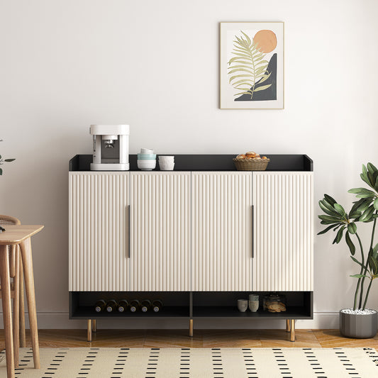 Sideboard,Shoe Cabinet With 4 Doors Large Modern Shoe Storage Organizer Cabinet With Adjustable Shelves For Entryway Black Shoe Rack Cabinet For Living Room, Bedroom