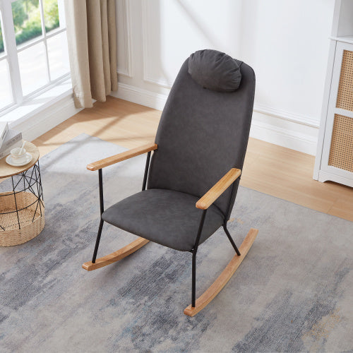 Dark Gray Upholstered Rocking Chair | Viva Cozy Retreat