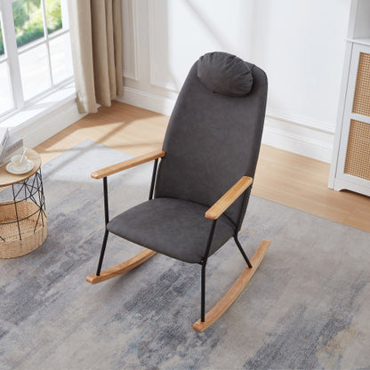 Dark Gray Upholstered Rocking Chair | Viva Cozy Retreat