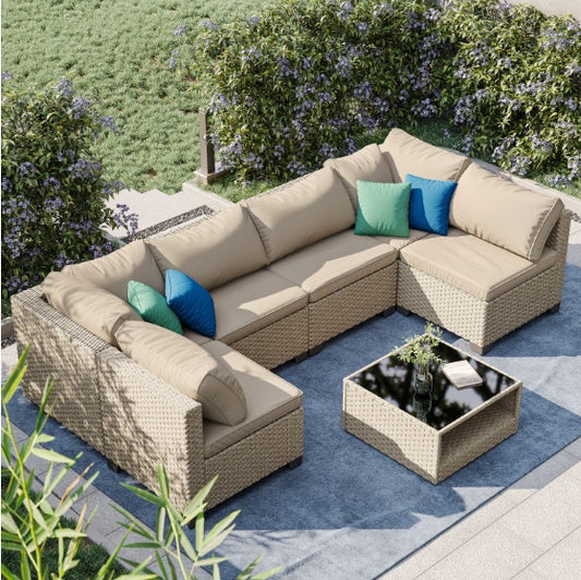 Viva Smart Living Collection: 7‑Piece Outdoor Wicker Patio Set