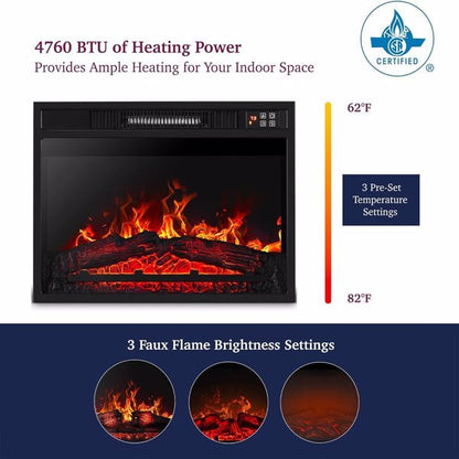 23-Inch Electric Fireplace Heater – Modern Infrared Heating with Realistic Flames