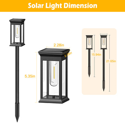 Solar light dimensions displayed with a black solar lamp post on a white background.