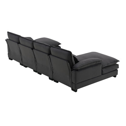 New Modern U-shaped Sectional Sofa, 6-Seat With Waist Pillows 109.8 55.9