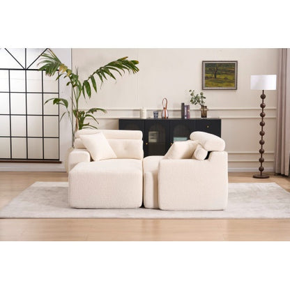 Viva Atelier Lyric White Chenille Compression Sofa with Chaise