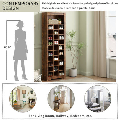 Rustic Brown Tall Shoe Cabinet Console | Viva