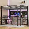Viva Orion Full XL Metal Loft Bed with Desk & Shelves