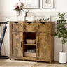 Elegant Wooden Floor Cabinet with Drawers and Shelves - Stylish Storage Solution for Any Room
