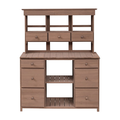 Video Provided  TOPMAX Garden Potting Bench Table, Rustic And Sleek Design With Multiple Drawers An