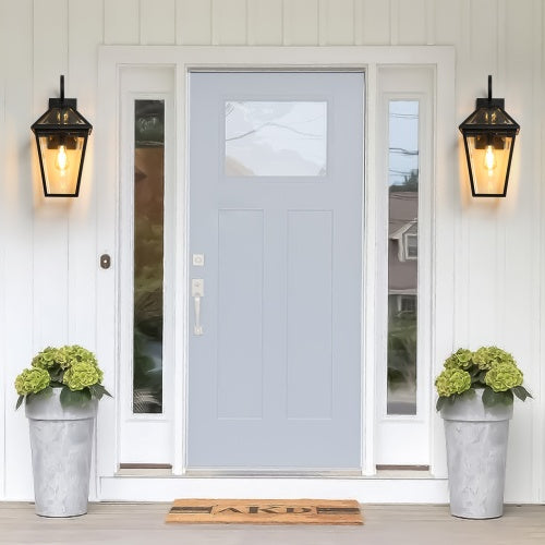 Viva Elite Outdoor Wall Lanterns - 2-Pack Waterproof Black Farmhouse Sconces