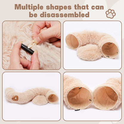 Plush Cat Tunnel with Donut Cat Bed – Peekaboo Cave for Cats, Kittens & Rabbits