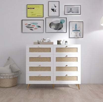 Viva Elite White Rattan 8-Drawer Chest Collection - The Future of Textural Elegance