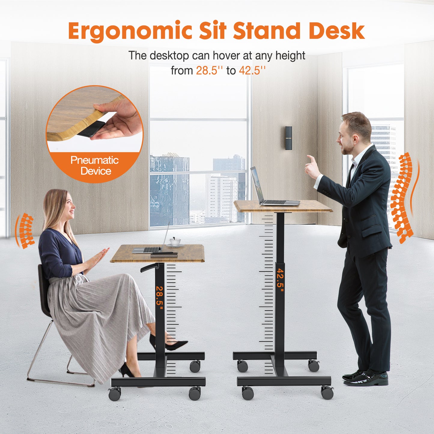 Viva Smart Living Collection: Rolling Adjustable Laptop Cart & Overbed Table