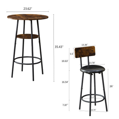 Brown 3-Piece Bar Seating Set | Viva