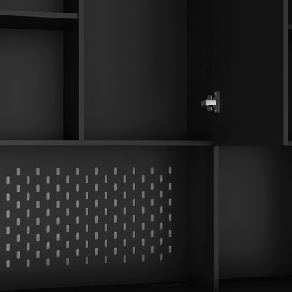 Viva Elite Noir Six-Door Pantry Cabinet – Where Dramatic Storage Meets Kitchen Sophistication