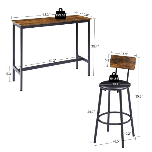 Viva Horizon Rustic Brown Bar Table Set