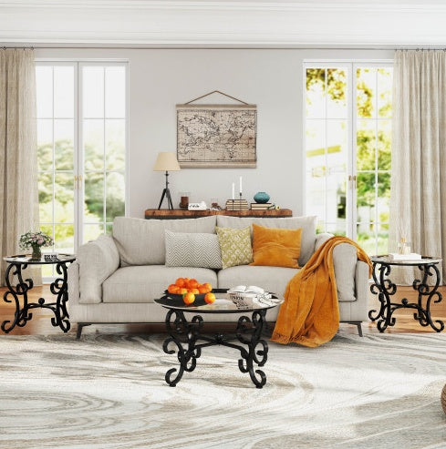 Viva Lume 3-Piece Glass Coffee Table Set – A Modern Reflection of Urban Grace