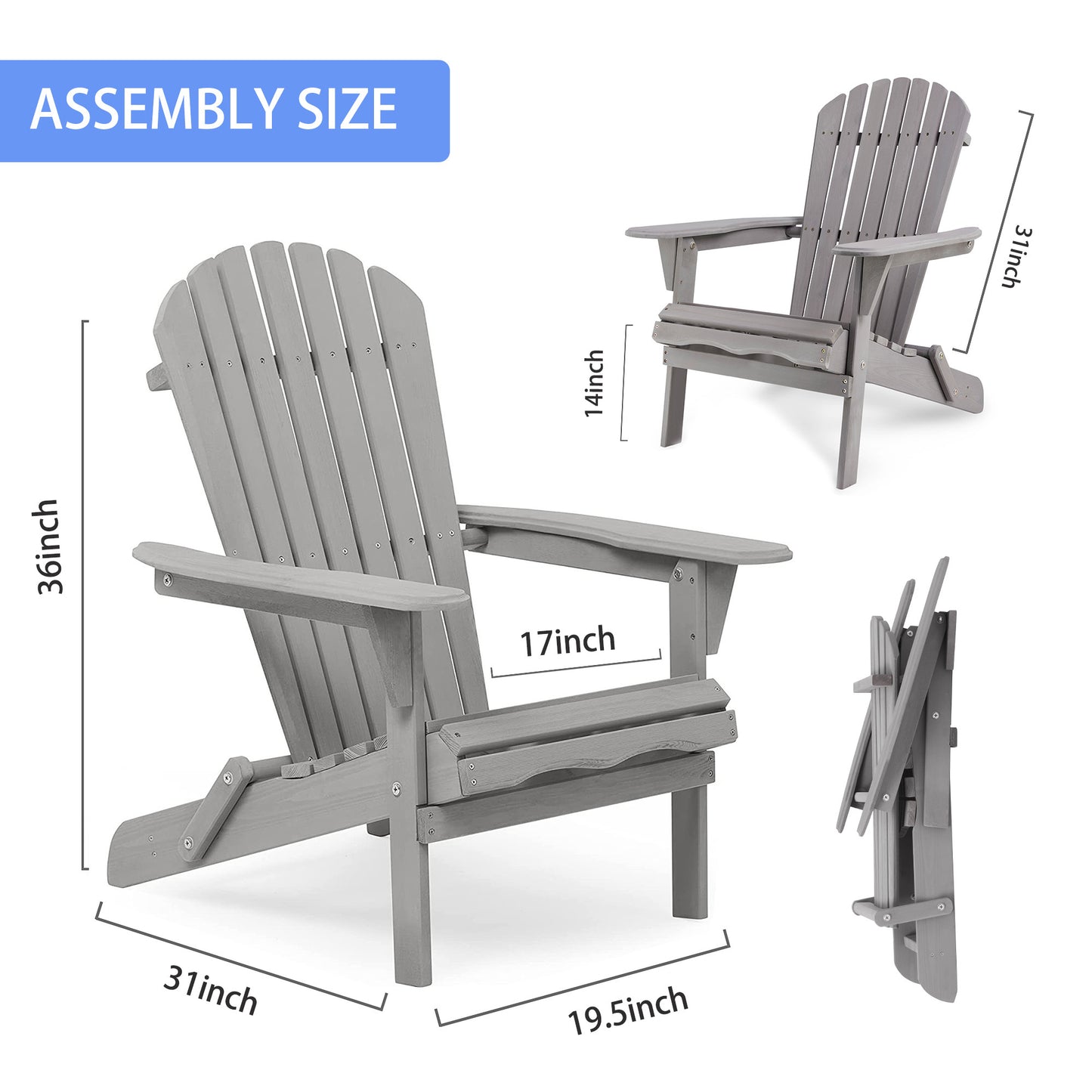 Viva Atelier Solstice Folding Adirondack Chair (Set of 2)