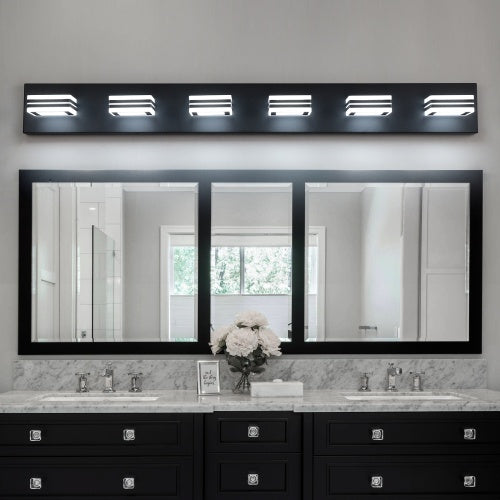Viva Elite Modern Black Vanity Light - 6-LED Acrylic Bathroom Fixture