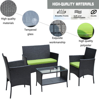 🌿 Viva Solace™ 4-Piece Rattan Patio Furniture Set – Outdoor Elegance, Everyday Comfort