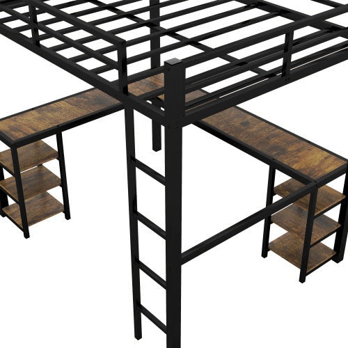 Viva Orion Full XL Metal Loft Bed with Desk & Shelves