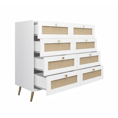 Viva Elite White Rattan 8-Drawer Chest Collection - The Future of Textural Elegance
