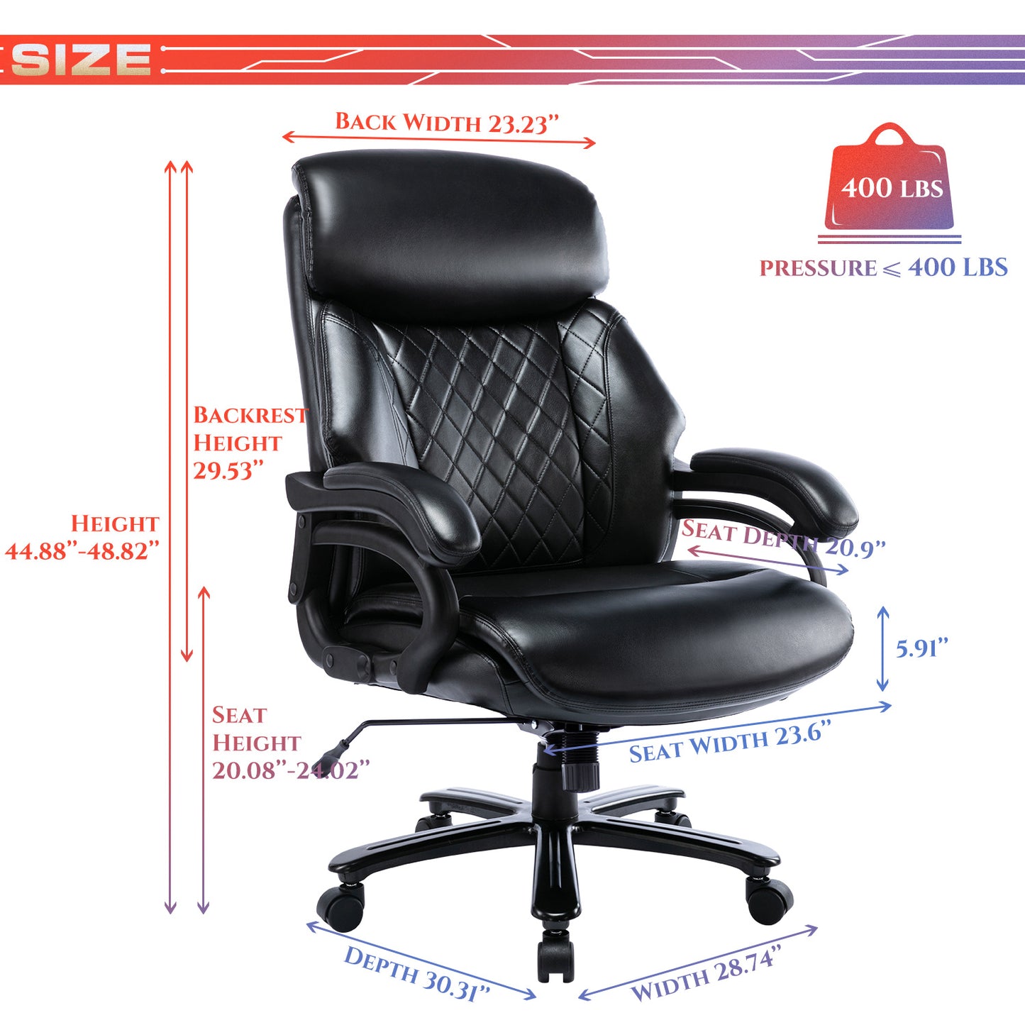 Tall Office Chair, 400 Pound Heavy-duty Administrative Desk And Chair
