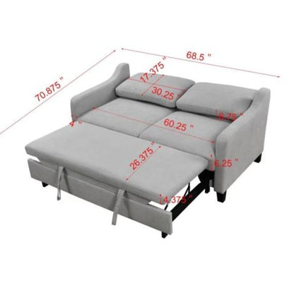 69-in Light Gray 3-in-1 Convertible Queen Sofa Bed | Viva