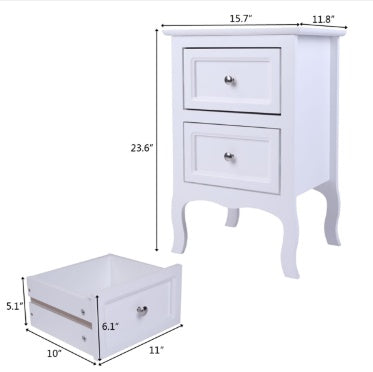 Viva Countryside Elite White Bedside Table – Premium 2-Drawer Farmhouse Nightstand
