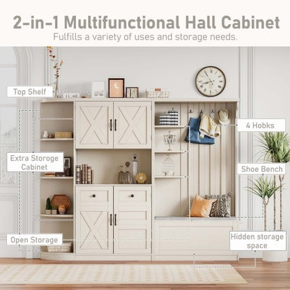 Viva Entry Essentials Collection: Modular 2-in-1 Hall Tree Cabinet