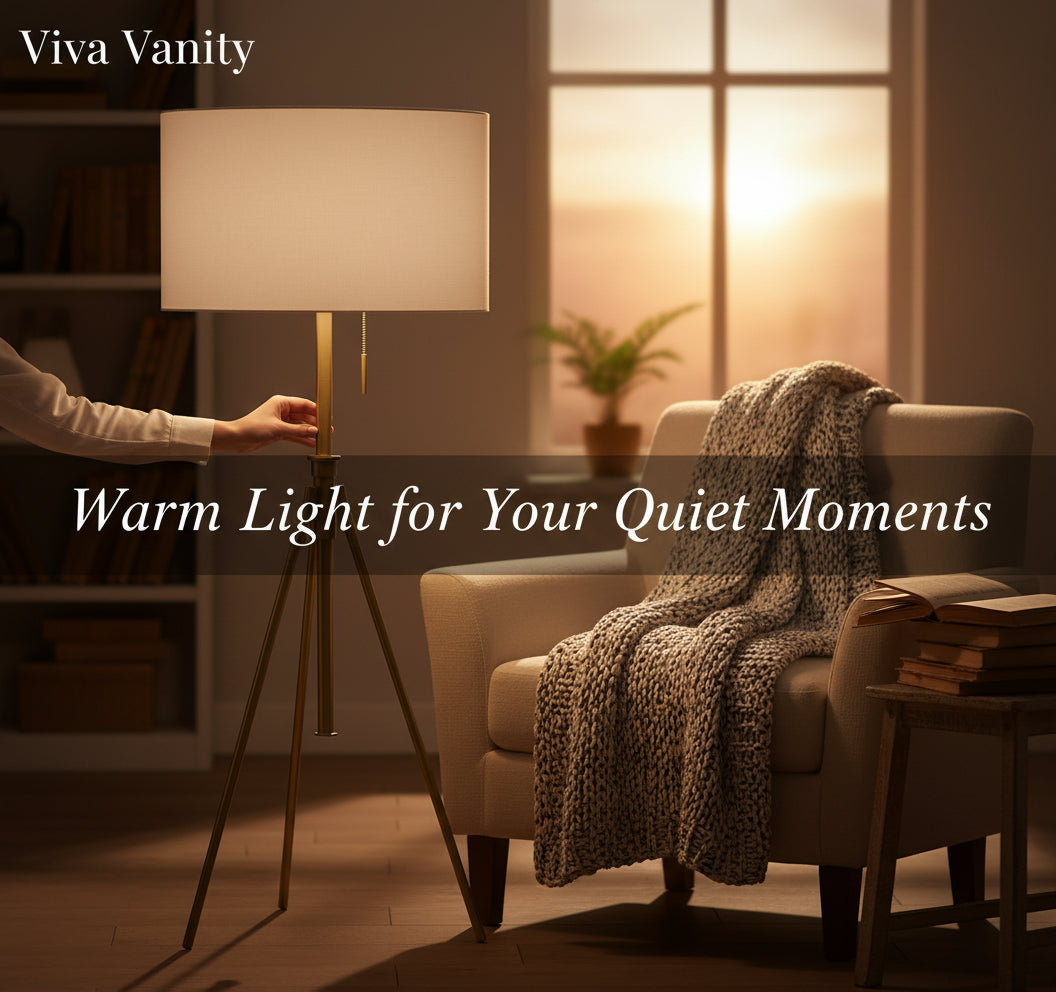 Floor lamp with specifications including UL listing, cord length, compatibility, and dimensions.