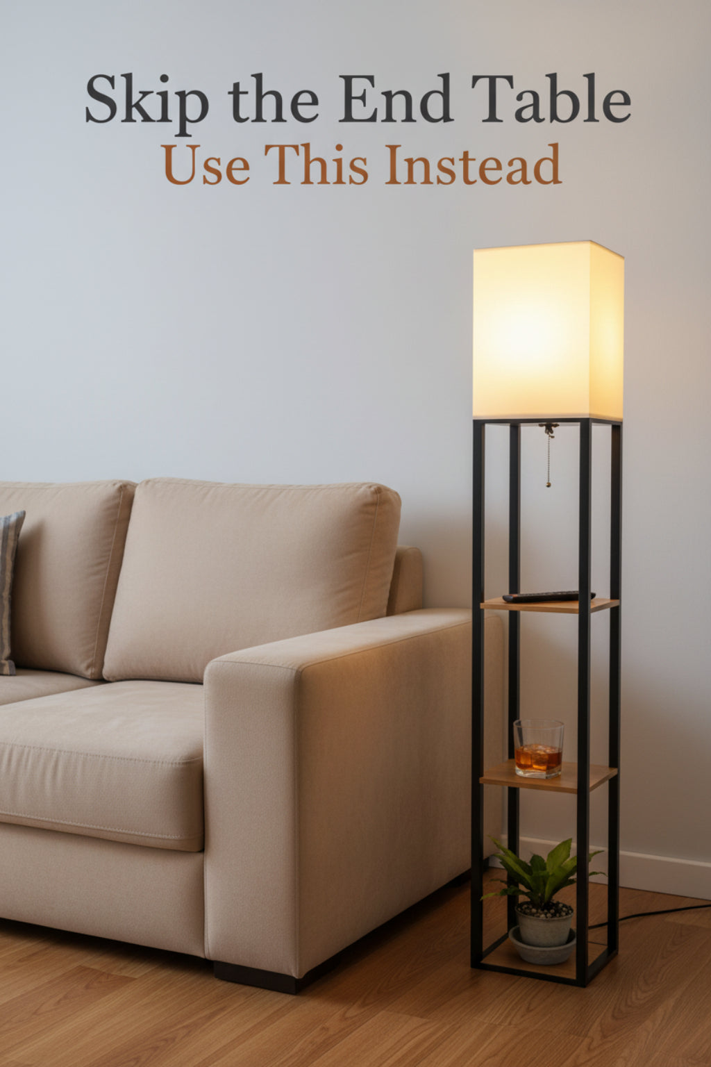 floor lamp with shelf for bedroom lighting