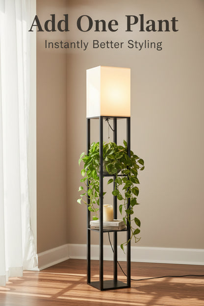 floor lamp with shelf for cozy reading corner