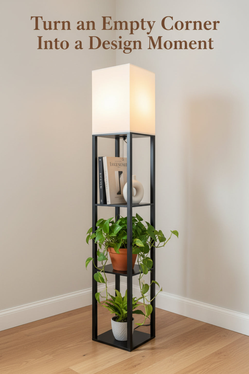floor lamp with shelf for bedroom lighting