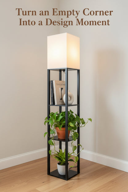 floor lamp with shelf for bedroom lighting