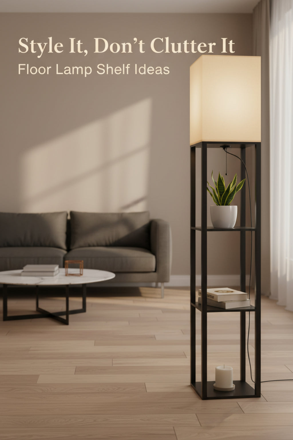 floor lamp with shelf for small living room